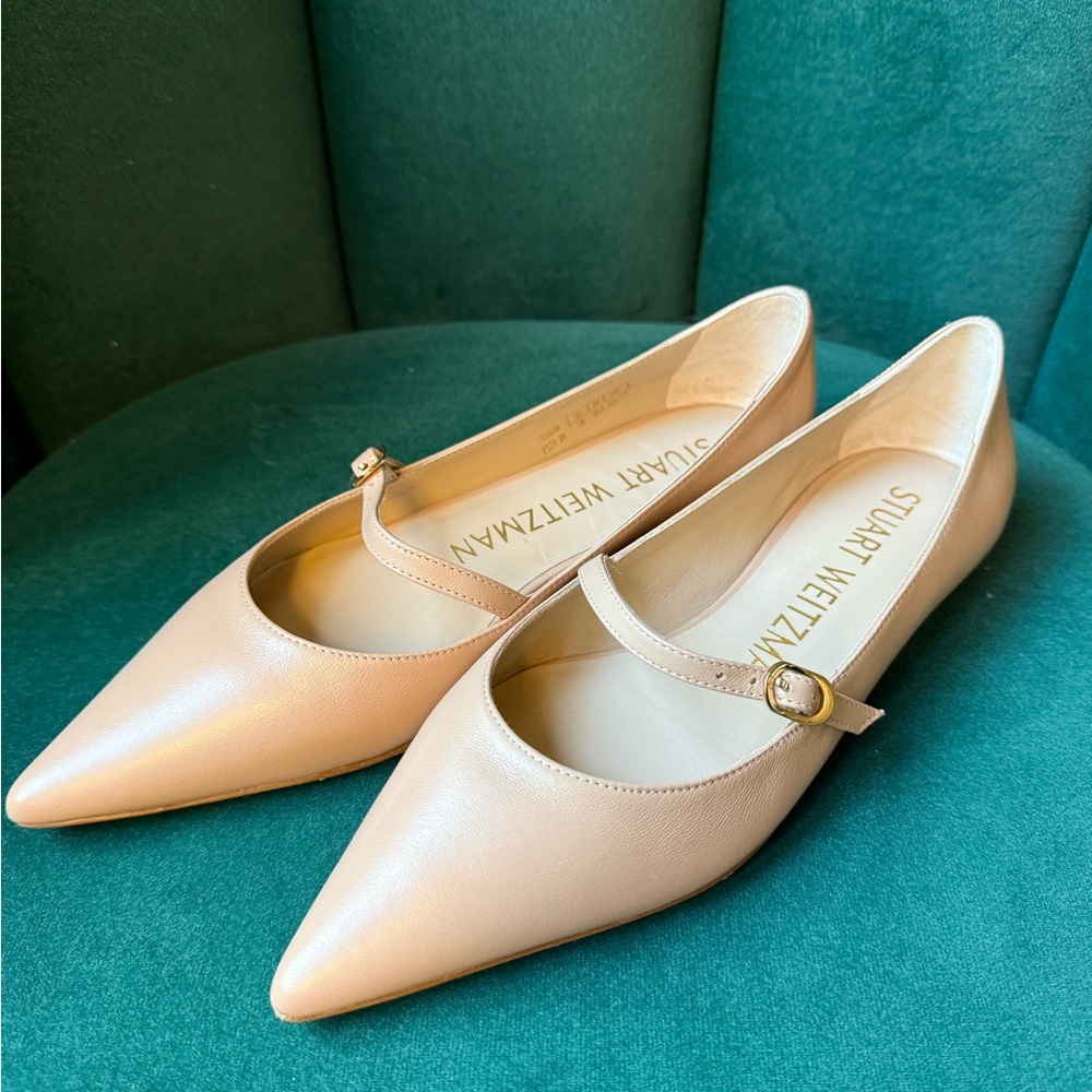 Stuart Weitzman Cream Emilia Mary Jane Flats